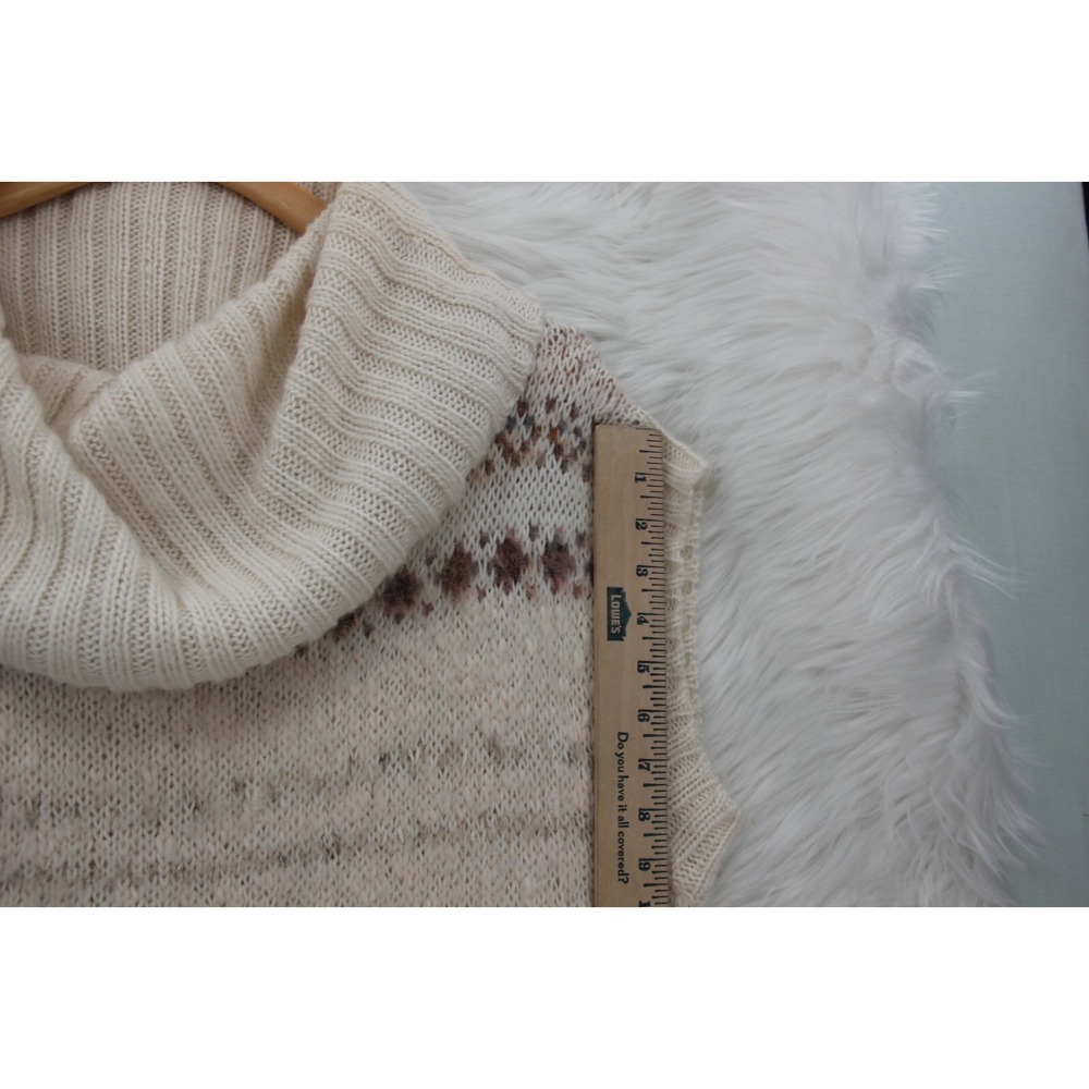 Free People Sweater Women's L Ivory Pink Sleeveless Cowl Neck Fair Isle Boho - Picture 3 of 11